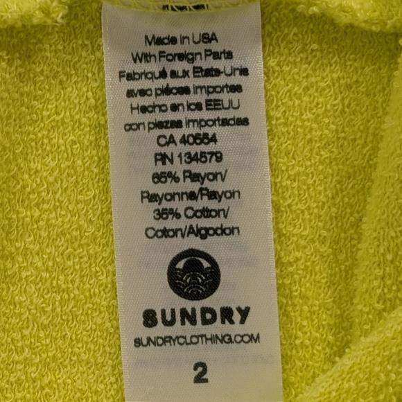 New Sundry Vibrant Yellow Sweat Pants with Ombre Pink & Blue Draw Sting Size 2 - Picture 5 of 10
